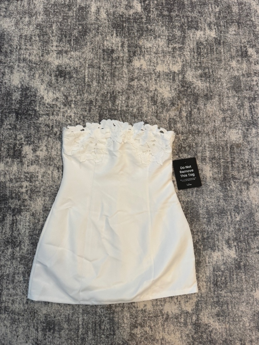 Lulus Unforgettable Icon White Satin Strapless Floral Mini Dress